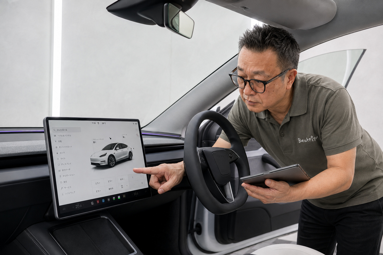 GaraBē テスラ施工前の車両確認